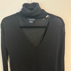 Trouve Black Turtleneck Blouse